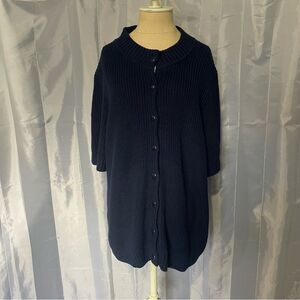 Talbots Button Up Sweater Jacket Women's Size 3X Blue Knitted Short Sleeve